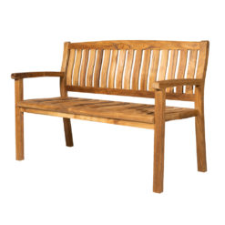 Bali Bank. Hochwertig klassische Bank aus recyceltem, altem Teakholz mit ergonomischer Sitz- und Rückenfläche. Beine mit Schraubfüßen für Niveauausgleich.