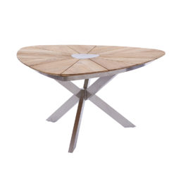 Lyon Triangel Tisch. Hochwertiger moderner Tisch in Triangelform. Edelstahl/304-Rahmen mit kräftigem Dreibeingestell.