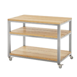 Piazza Beistelltisch. Hochwertiger Rahmen aus Edelstahl/304 oder Edelstahl Dunkelgrau, pulverbeschichtet mit Edelstahlrollen