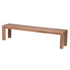 Nizza Bank. Kräftige hochwertige Bank aus recyceltem, altem Teakholz. Lamellenmaße: 19,5 x 3 cm. Beine mit Schraubfüßen für Niveauausgleich.