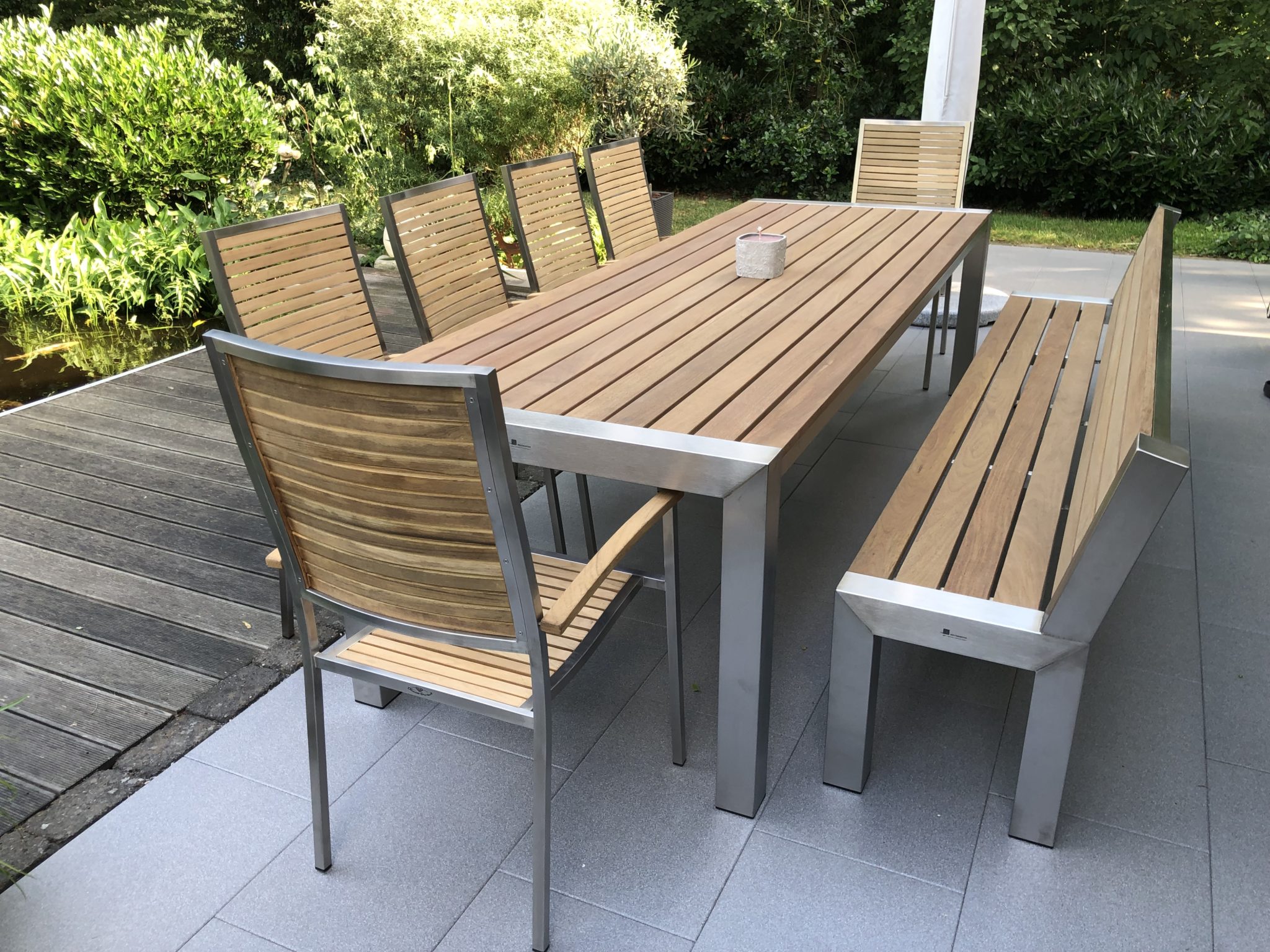 Edelstahl Gartentisch PlazaTeak