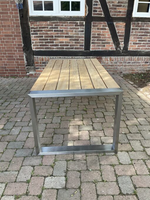 Edelstahl Gartentisch Plaza Teak 2