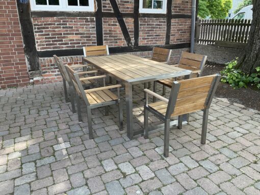 Edelstahl Gartentisch Plaza Teak 2