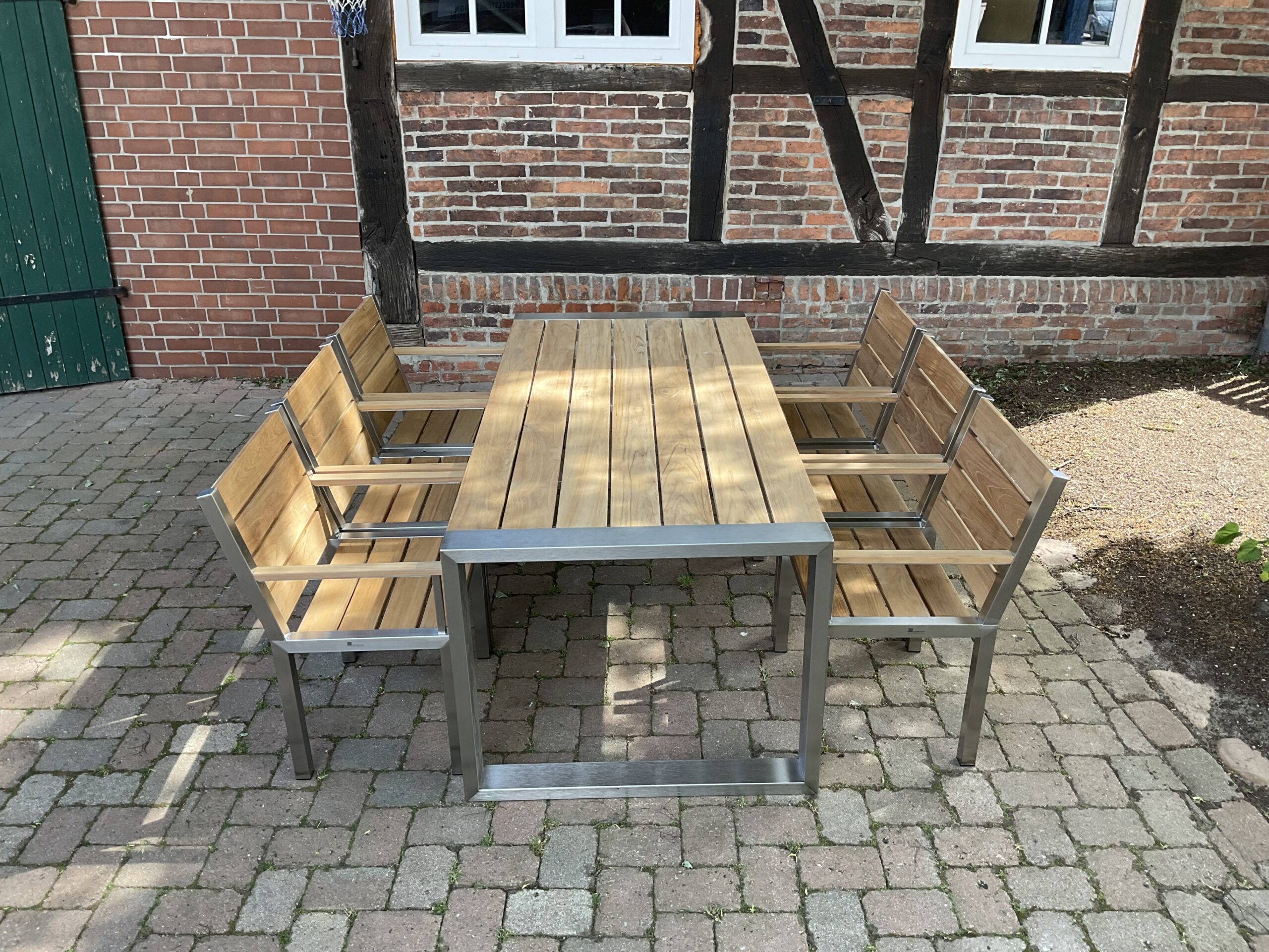 Edelstahl Gartentisch Plaza Teak 2